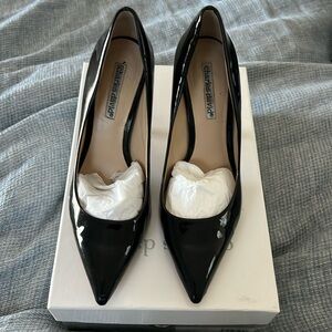 Charles David Sway Black Patent Pointed Toe Pump